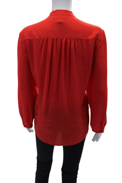 J Crew 365 Womens Tied Long Sleeve Button-Down Shirt Solid Red Size L