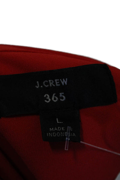 J Crew 365 Womens Tied Long Sleeve Button-Down Shirt Solid Red Size L
