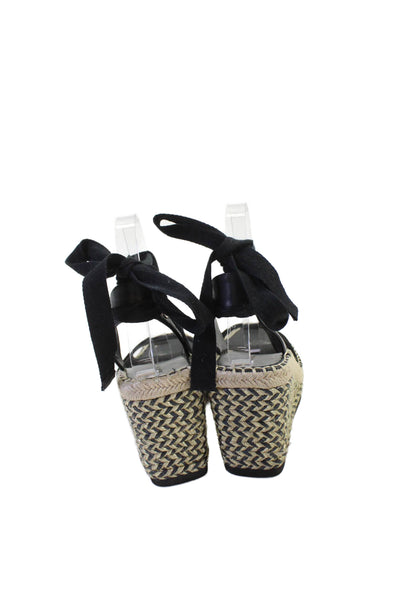 Vince Camuto Womens Metallic Espadrille Calf Tied Wedge Heels Black Size 6.5