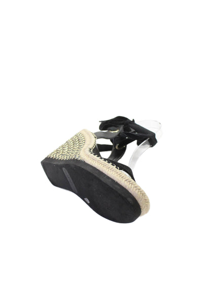 Vince Camuto Womens Metallic Espadrille Calf Tied Wedge Heels Black Size 6.5