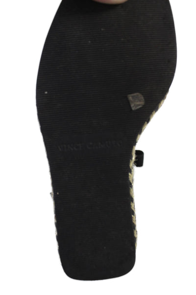 Vince Camuto Womens Metallic Espadrille Calf Tied Wedge Heels Black Size 6.5
