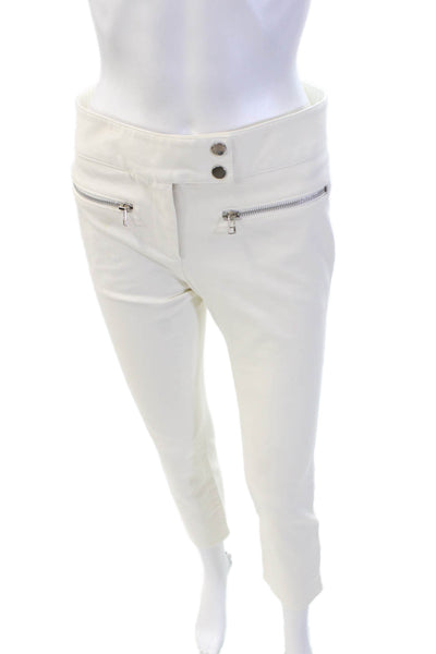 Veronica Beard Womens Zippered Mid-Rise Casual Straight Jeans Cream Size 4