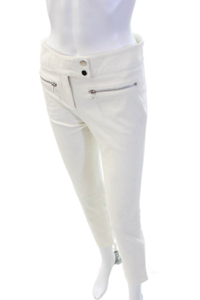 Veronica Beard Womens Zippered Mid-Rise Casual Straight Jeans Cream Size 4