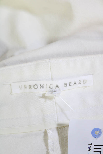 Veronica Beard Womens Zippered Mid-Rise Casual Straight Jeans Cream Size 4