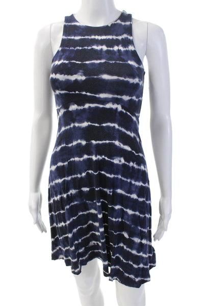 Athleta Womens Tie Dye Print A Line Dress Black Navy Blue Size Extra Extra Small