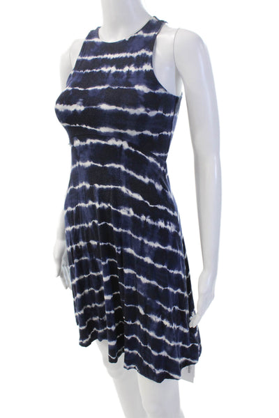 Athleta Womens Tie Dye Print A Line Dress Black Navy Blue Size Extra Extra Small