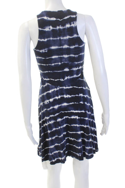 Athleta Womens Tie Dye Print A Line Dress Black Navy Blue Size Extra Extra Small