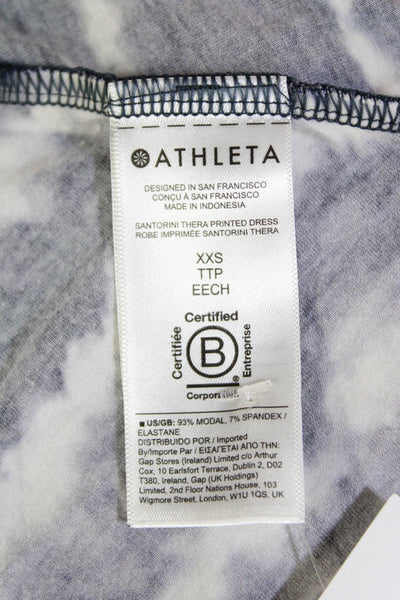 Athleta Womens Tie Dye Print A Line Dress Black Navy Blue Size Extra Extra Small