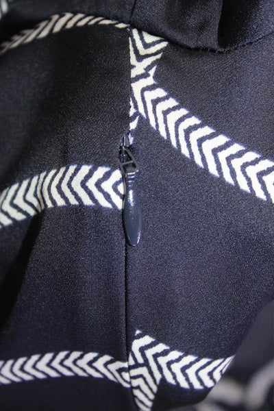 Joie Womens Geometric Print Belted Button Down A Line Dress Navy Blue White Size