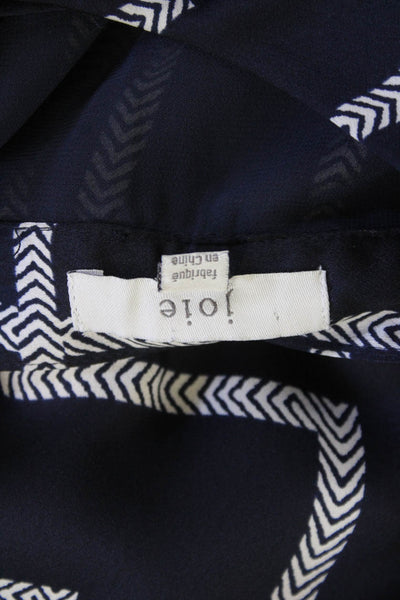 Joie Womens Geometric Print Belted Button Down A Line Dress Navy Blue White Size