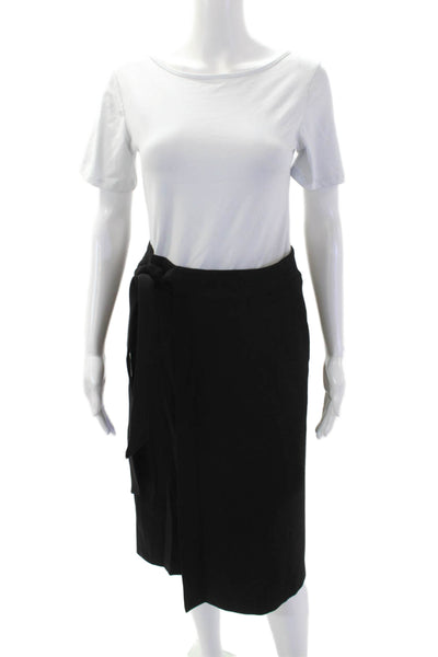 Joie Womens Belted Knee Length Wrap Skirt Jet Black Size 4