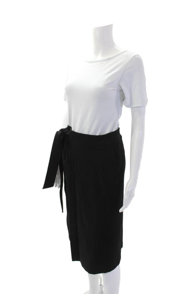 Joie Womens Belted Knee Length Wrap Skirt Jet Black Size 4