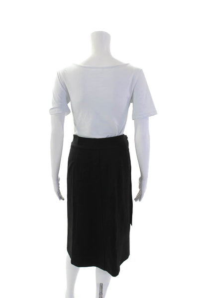 Joie Womens Belted Knee Length Wrap Skirt Jet Black Size 4