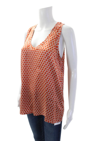 Joie Womens Silk Abstract Print Sleeveless Tank Top Grey Orange Size Small
