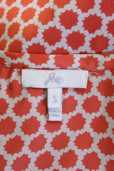 Joie Womens Silk Abstract Print Sleeveless Tank Top Grey Orange Size Small
