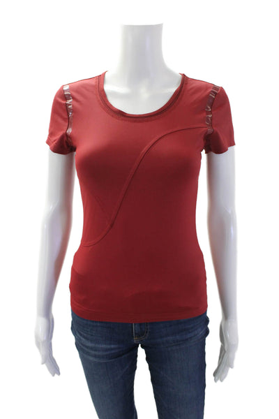 Stella McCartney Womens Round Neck Short Sleeve Lined Top Red Size S