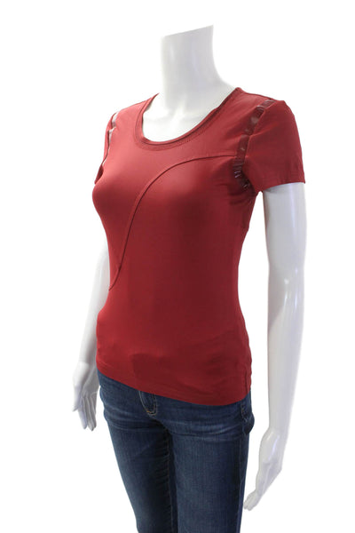 Stella McCartney Womens Round Neck Short Sleeve Lined Top Red Size S
