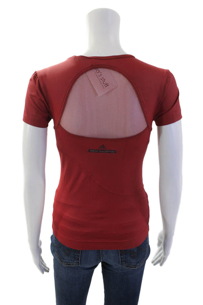 Stella McCartney Womens Round Neck Short Sleeve Lined Top Red Size S