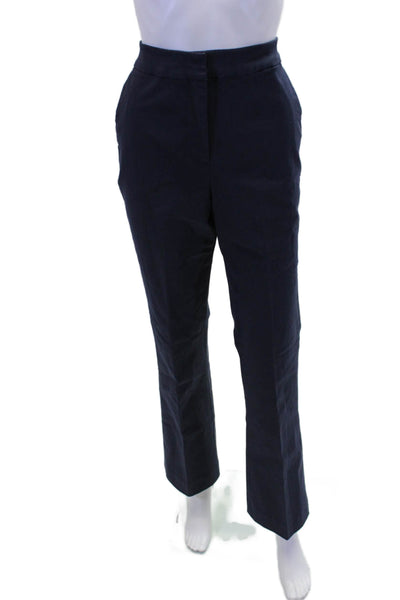 Boden Womens Textured Zip Pleated Lined Tapered Leg Dress Pants Navy Size 08