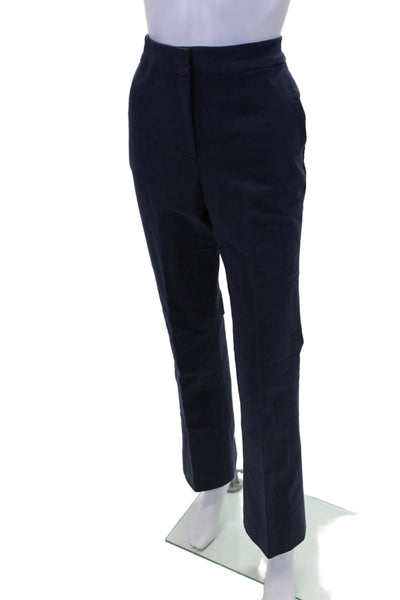 Boden Womens Textured Zip Pleated Lined Tapered Leg Dress Pants Navy Size 08