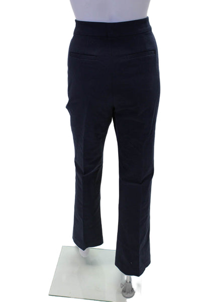 Boden Womens Textured Zip Pleated Lined Tapered Leg Dress Pants Navy Size 08