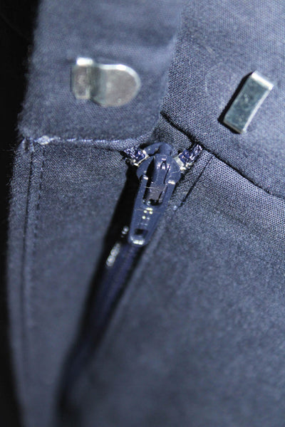 Boden Womens Textured Zip Pleated Lined Tapered Leg Dress Pants Navy Size 08