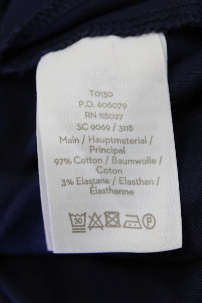Boden Womens Textured Zip Pleated Lined Tapered Leg Dress Pants Navy Size 08