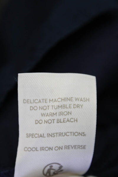 Boden Womens Textured Zip Pleated Lined Tapered Leg Dress Pants Navy Size 08