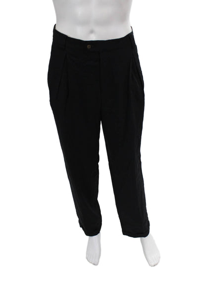 Boden Womens Textured Zip Pleated Lined Tapered Leg Dress Pants Navy Size 08