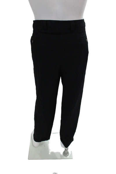 Ermenegildo Zegna Mens Wool Pleated Cuffed Hem Straight Leg Trousers Black Size