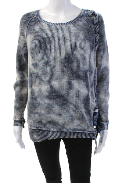 Generation Love Womens Long Sleeves Lace Up Detail Sweater Blue Size Extra Small