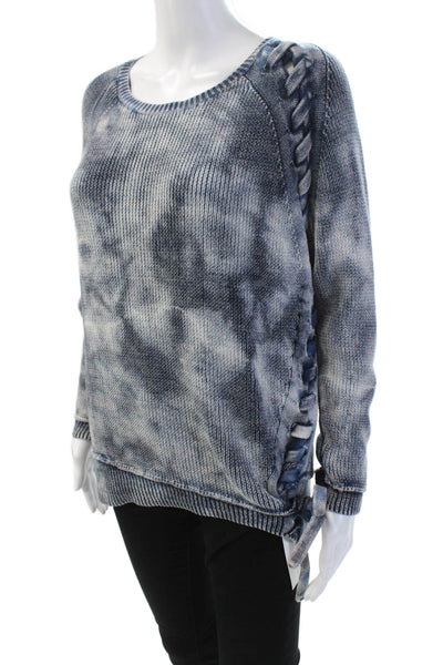 Generation Love Womens Long Sleeves Lace Up Detail Sweater Blue Size Extra Small