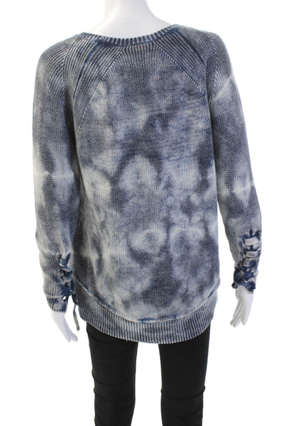 Generation Love Womens Long Sleeves Lace Up Detail Sweater Blue Size Extra Small