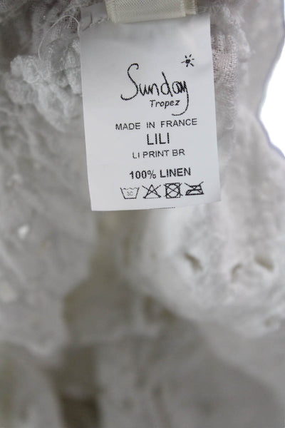 Sunday Tropez Womens Scalloped Mini Lili A Line Skirt White Linen One Size