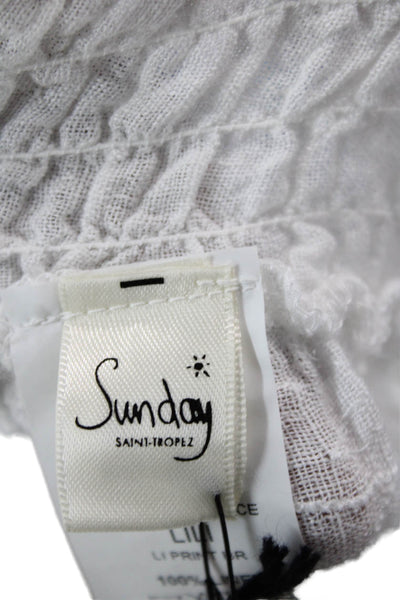 Sunday Tropez Womens Scalloped Mini Lili A Line Skirt White Linen One Size