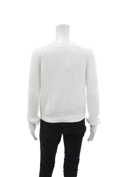 One Grey Day Womens Four Button V Neck Cardigan Sweater White Cotton Size XS