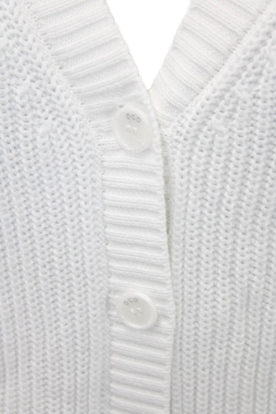 One Grey Day Womens Four Button V Neck Cardigan Sweater White Cotton Size XS