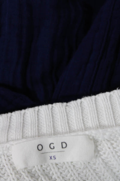 One Grey Day Womens Four Button V Neck Cardigan Sweater White Cotton Size XS