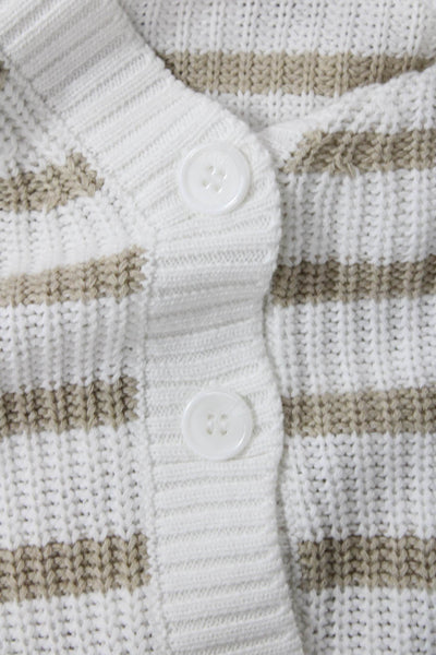 One Grey Day Womens Four Button Striped Cardigan Sweater White Brown Size Small