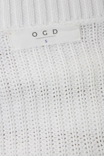 One Grey Day Womens Four Button Striped Cardigan Sweater White Brown Size Small