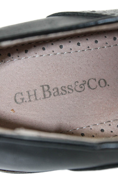 G.H. Bass and Co. Mens Leather Slip On Lace Up Loafers Black Size 8D