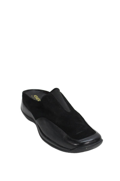 Geox Womens Square Closed Toe Slip-On Platform Flat Sandals Black Size 7
