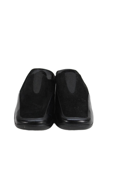 Geox Womens Square Closed Toe Slip-On Platform Flat Sandals Black Size 7