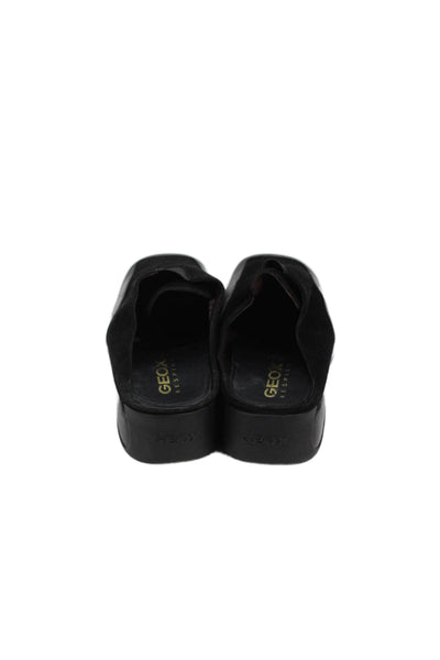 Geox Womens Square Closed Toe Slip-On Platform Flat Sandals Black Size 7