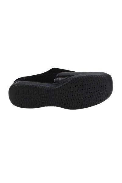 Geox Womens Square Closed Toe Slip-On Platform Flat Sandals Black Size 7