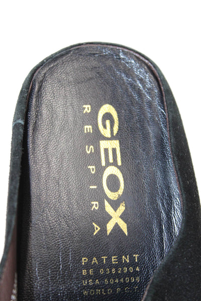Geox Womens Square Closed Toe Slip-On Platform Flat Sandals Black Size 7
