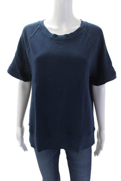 Christina Lehr Womens Short Sleeve Scoop Neck Knit Boxy Tee Shirt Navy Size 1