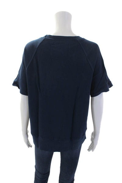 Christina Lehr Womens Short Sleeve Scoop Neck Knit Boxy Tee Shirt Navy Size 1