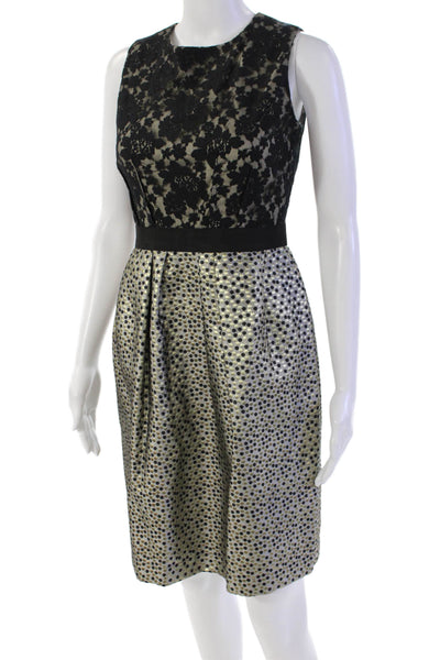 Taylor Womens Cotton Blend Lace Sleeveless Zip Up Fit + Flare Dress Gray Size 2