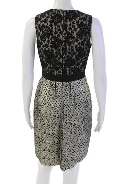 Taylor Womens Cotton Blend Lace Sleeveless Zip Up Fit + Flare Dress Gray Size 2